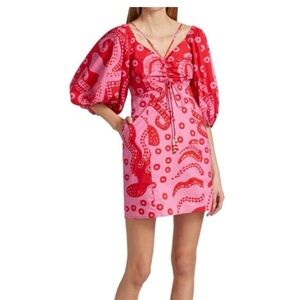 FARM Rio Octocool Puff Sleeve Mini Dress